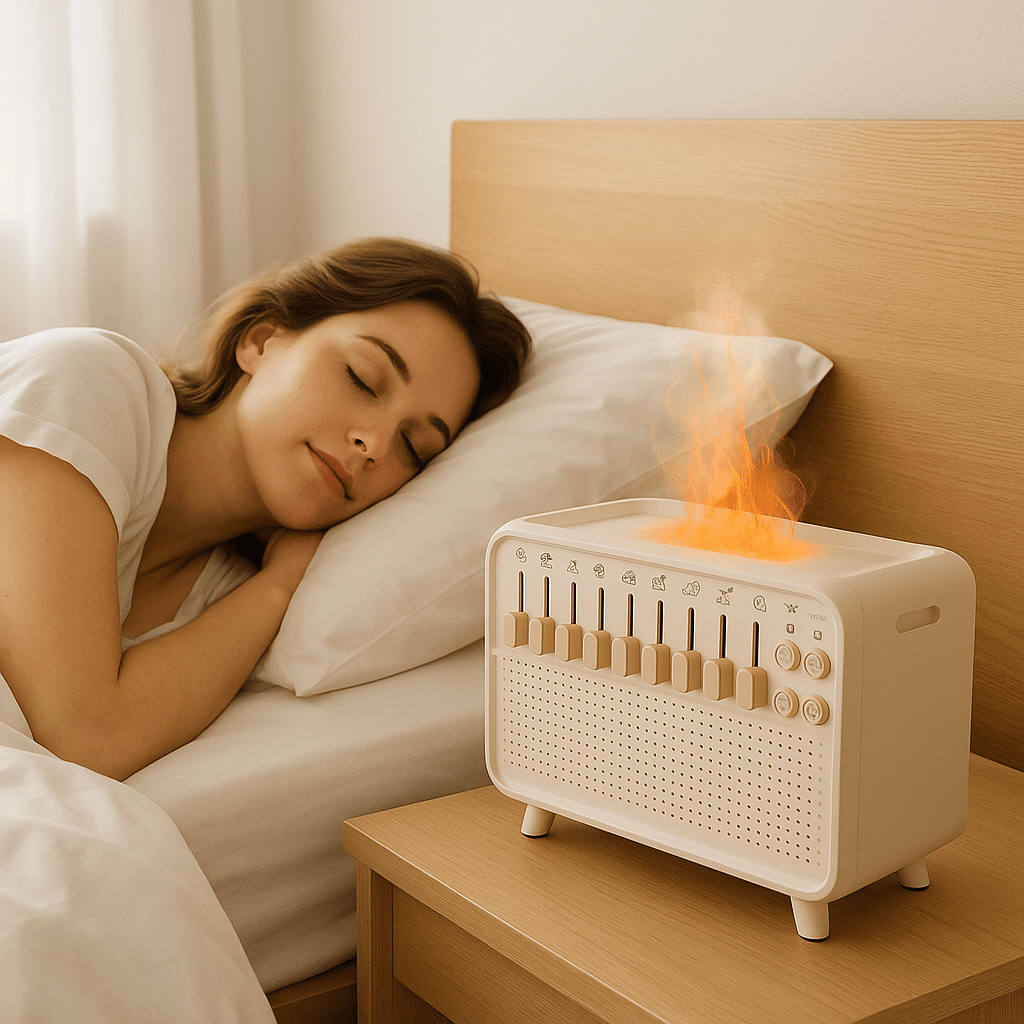 Humidificateur d'air femme qui dort sur le côté