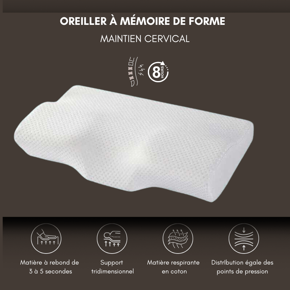 OREILLER MEMOIRE DE FORME | SleepWell™ - Havre de Nuit